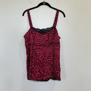 White‎ House Black Market Cami Top Red Jaguar Animal Print Size Medium 100% Silk
